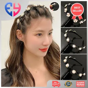 2in1 Bando include Jepit Rambut Fashion Korea Pola Mutiara Wanita Dewasa BND06 Bisa COD Plastik Headbands
