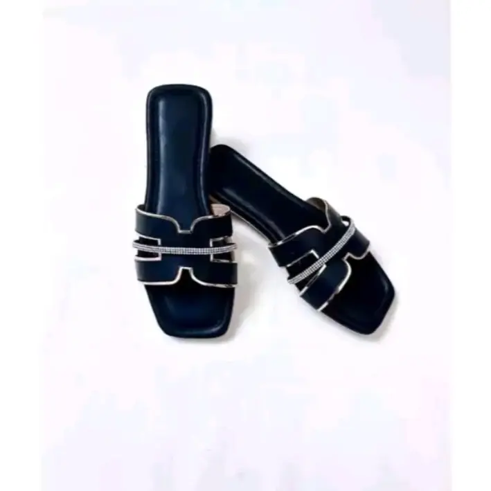 Sandal Wanita Teplek Korea Casual Size 36 - 40 Sendal Slop Blink Bling Empuk Flat Cewek Kasual Rumahan Perempuan 2