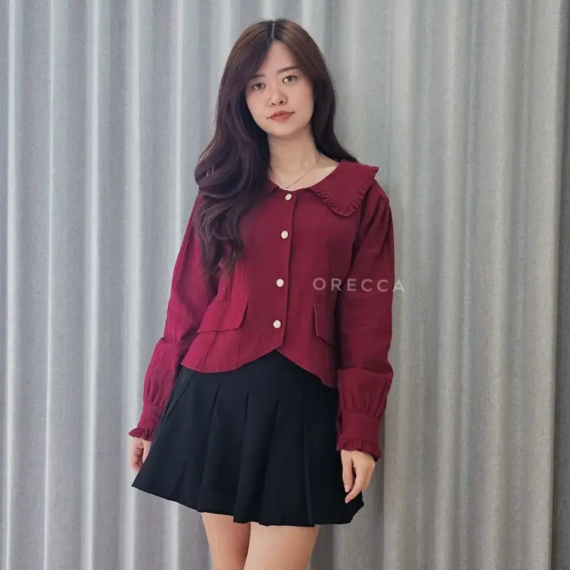 Sohee Top / atasan wanita / kemeja wanita Polos Linen 0