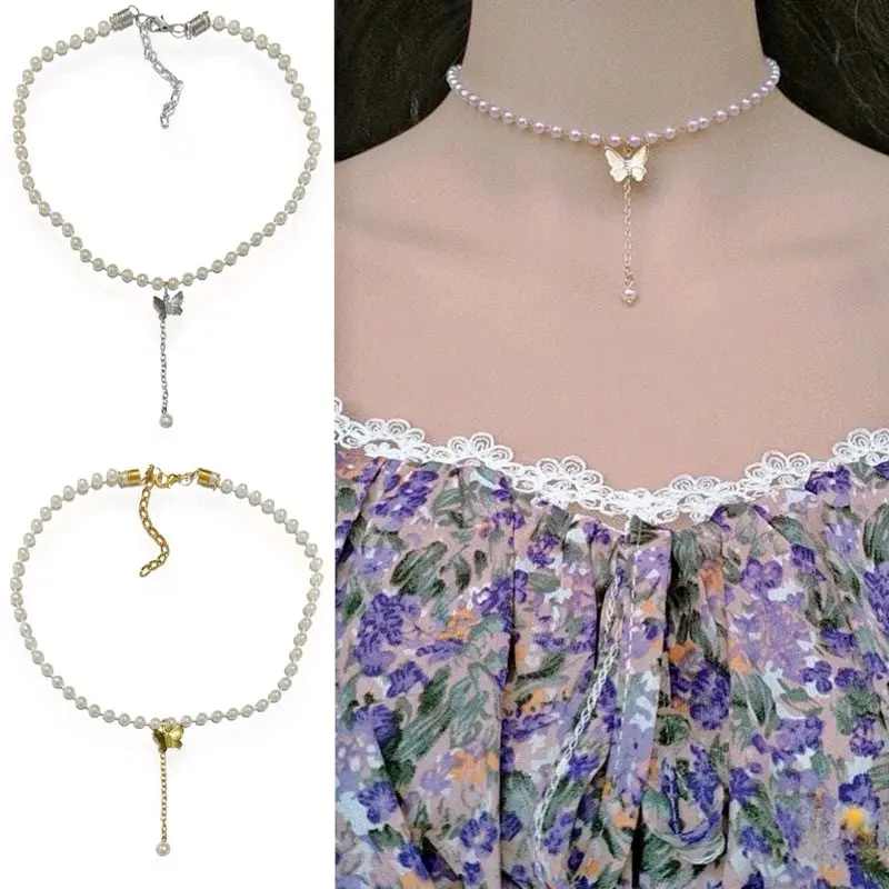 Lorelei Butterfly Chain Necklace Kalung Beads Kupu Kupu Rantai Untai Handmade Fashion 0