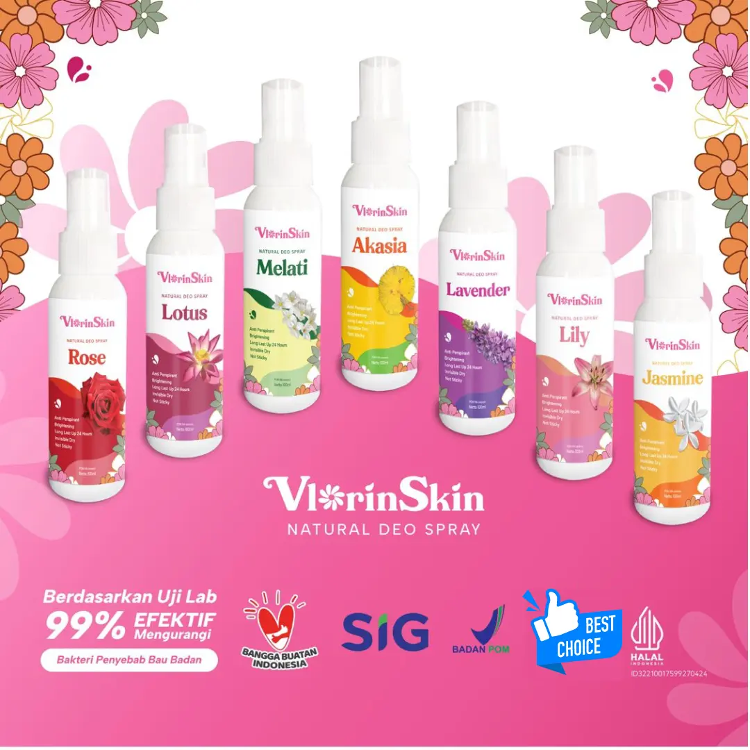 Vlorinskin Deodorant Spray Penghilang Bau Ketiak/Badan, Deo Spray Alami, Deodorant Spray Tawas 100mL