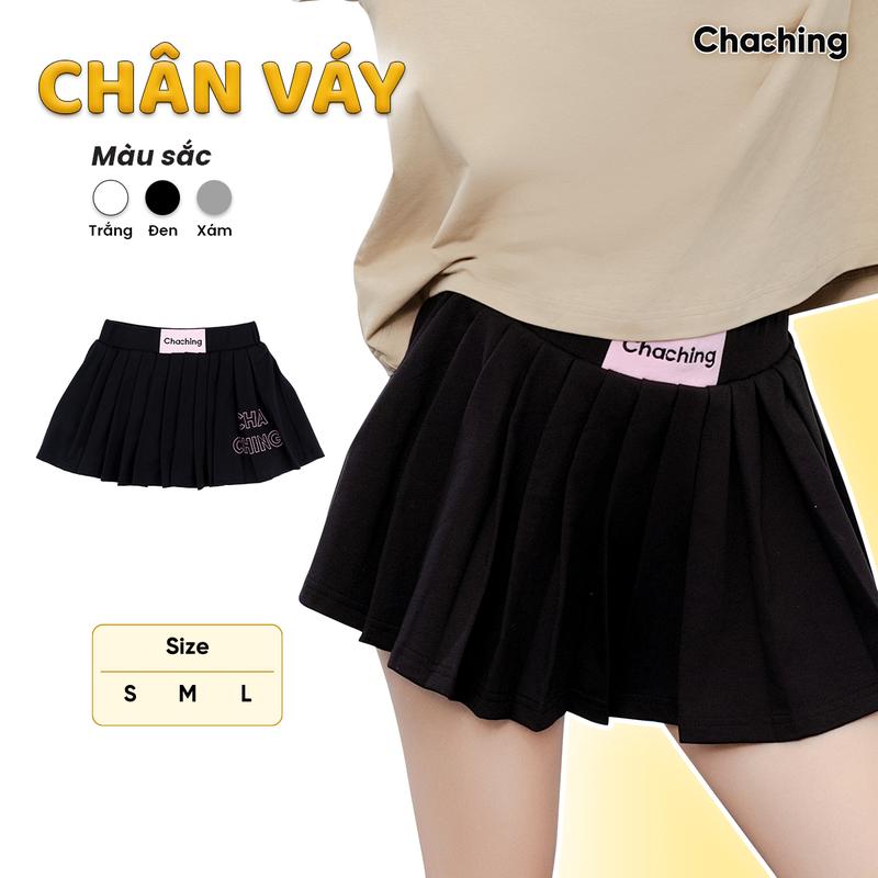 Chân Váy Ngắn Xếp Ly To ChaChing, Chân Váy Nữ Xếp Ly Ngắn Dáng Xoè Chất Vải Thun Tici Dày Dặn, Đứng Form, Cạp Cao Hack Dáng Và Có Quần Bảo Hộ Bên Trong