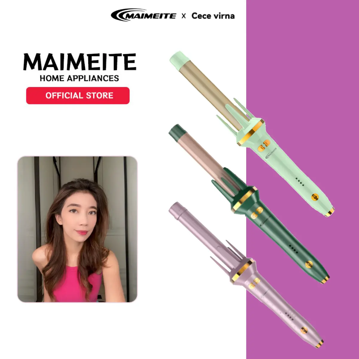 MAIMEITE X Cece virna Catokan curly Otomatis  Hair Styler