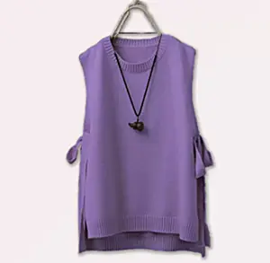 Sweater Rajut Rompi Andien Tali samping  Polos O-neck / Vest Rajut Wanita Terbaru Kekinian Viral / Atasan Wanita Korean Style / Rompi Rajut Motif Santai / Outer Panjang dan oversize  Crop