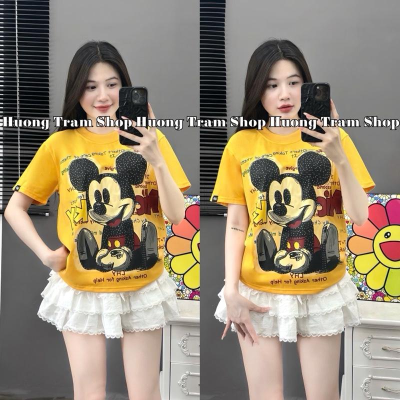 ÁO THUN BABYTEE -ÁO CHUỘT L.H.Y in nhũ kim tuyến , Áo thun form vừa (35-55kg) , chất liệu cotton 4 chiều mềm mát , Hương Trầm Shop