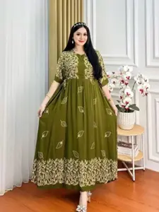 Daster Jumbo Ld 120 Dengan Lengan 3/4 Bahan Rayon Tebal Kancing Depan Busui Friendly Cocok Untuk Wanita Hamil Dan Ibu Menyusui  Dress Bumil Panjang Katun viral