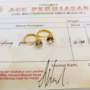 Anting emas wanita dewasa motif desy permata satu free surat dari toko