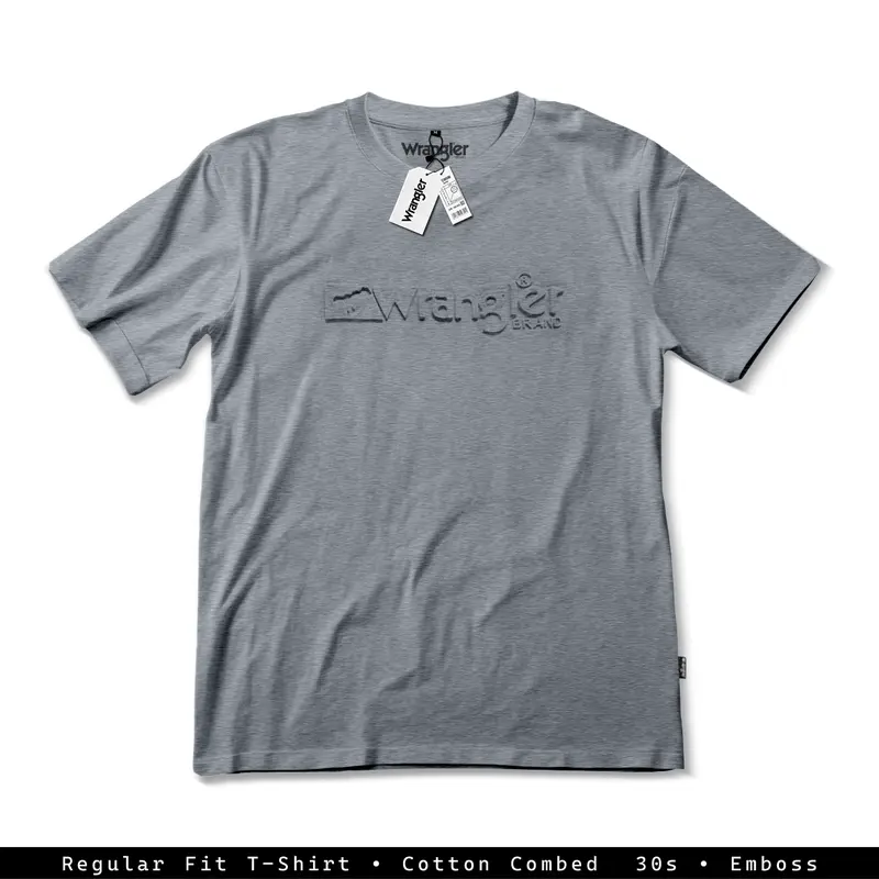 Baju Kaos Wrangler Motif Timbul Emboss Premium Quality Katun Combed Baju Oblong Pria 6