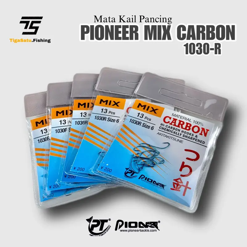 Mata Kail Akita Kitsune Carbon Mix 1030R Ukuran 0,1 0,3 Biru Jig Pancing Ikan 3