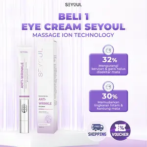 SEYOUL Eye Cream 0.05% Retinol & Caffeine Krim Mata Anti-Aging 3in1 Memudarkan Kerutan & Kantung Mata dengan Aplikator Pijat Ion Negatif