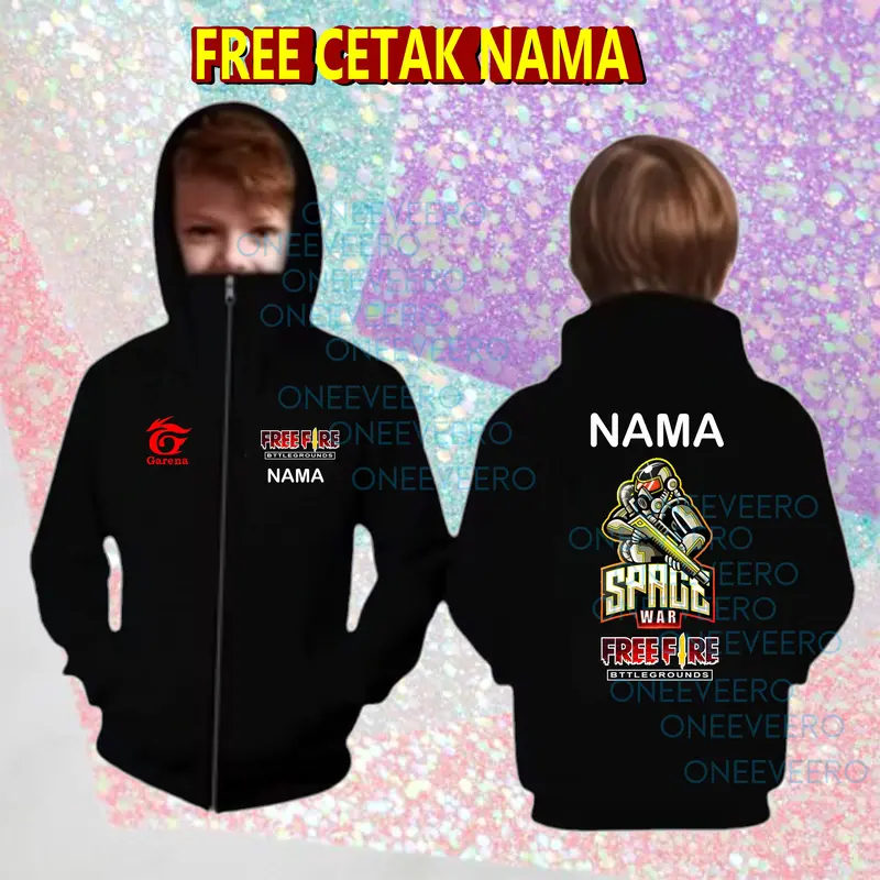 [ FREE NAMA ] ONE E VEERO JAKET ANK LAKI LAKI NINJA FF HOODIE FREE FIRE SWEATER KOREAN STYLE Fashion Pakaian Anak 6