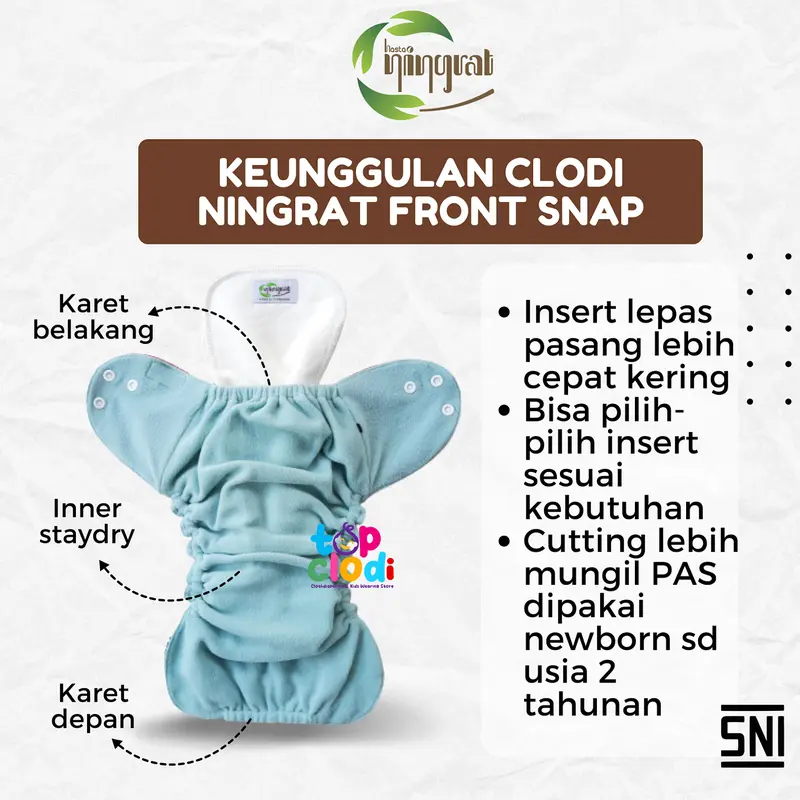 Clodi Ningrat Newborn Front Snap Premium SNI 2