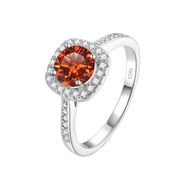Product Introduction of 【#98】925 Sterling Silver Round Square Moissanite Ring 1