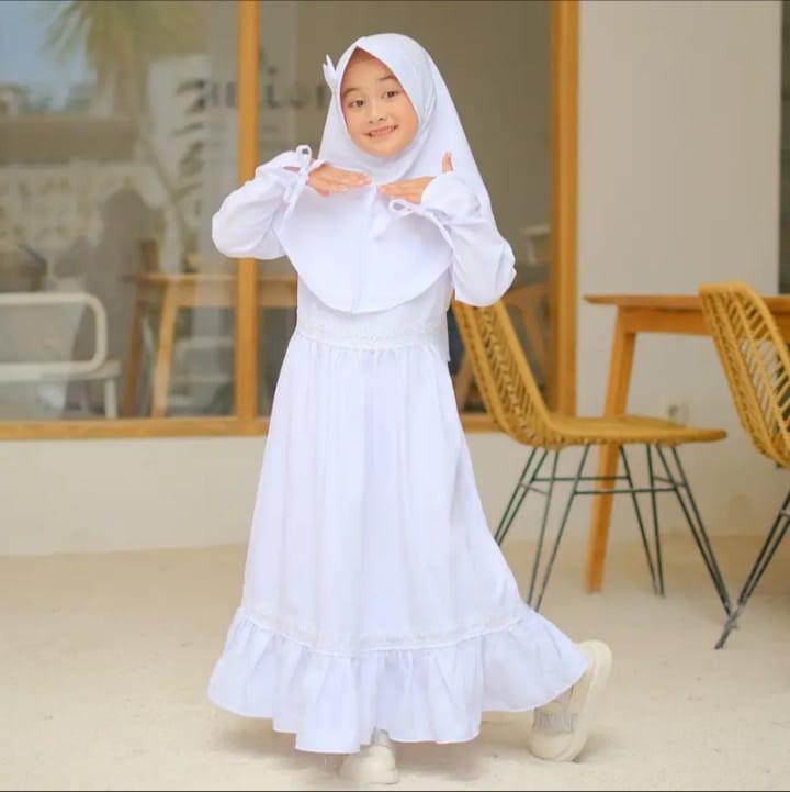 Product Introduction of gamis anak perempuan manasik anak muslim perempuan 3-10th Baju Syari Katun Lembut Nyaman Dress Kerudung 3