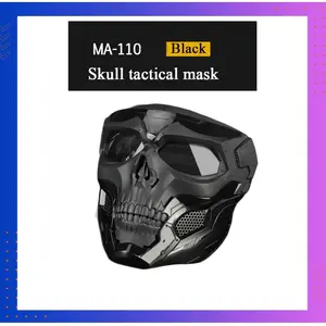 WOSPORT Topeng Motor Taktis Full Face dengan Desain Skull Material PC & Spons Karet untuk Perlindungan Maksimal Olahraga Outdoor
