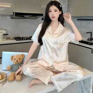 Piyama BKK Satin Set Piyama Wanita Lengan Pendek Celana Panjang Baju Tidur Fit Dewasa Lembut Nyaman Bahan Satin Imports Kualitas Tinggi