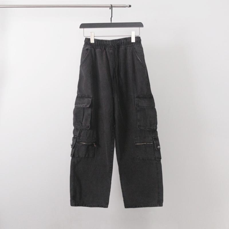 Quần baggy jean đen xám wash khói mix 6 túi hộp khoá KPis Clothes oversize nam nữ