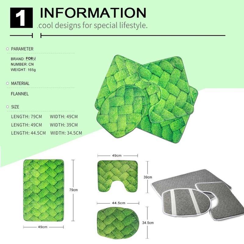Product Introduction of 3pcs Bathroom Rug Set Toilet Contour Lid Cover Non Slip Bath Mat 18