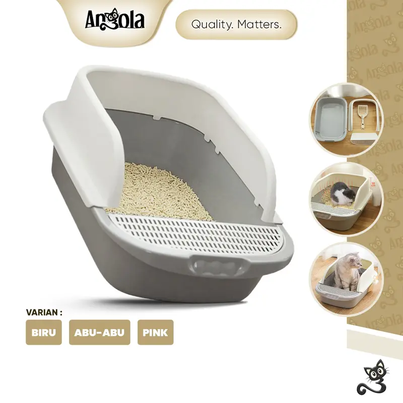 ANGOLA Cat Litter Box M06 Tempat Bak Pasir Kucing Tempat Pup Toilet Kucing 0