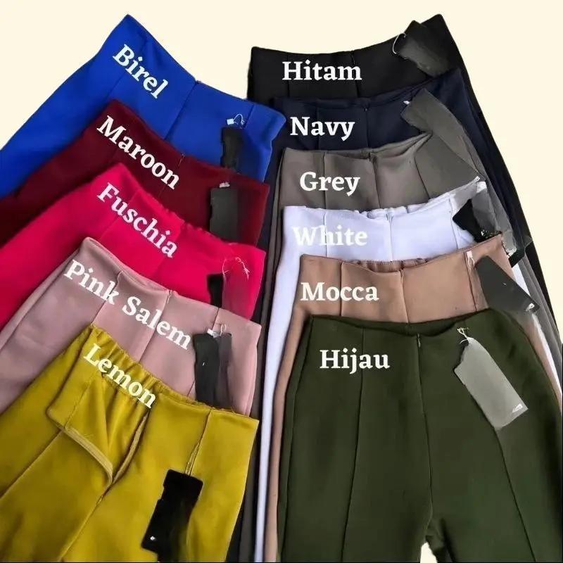 Celana Cutbray Zipper Scuba Haighwaist - Korean Style Cutbray Wanita - Fashion Wanita Cantik Kekinian Karet Melar Panjang Nyaman Kulot 2