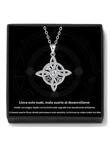 Collar de Protección Nudo de Brujas con Tarjeta de Mensaje de Bendición, Joyería de Lilith, Diosa Hecate, Regalo de Joyería de Nudo de Buena Suerte para Mujeres