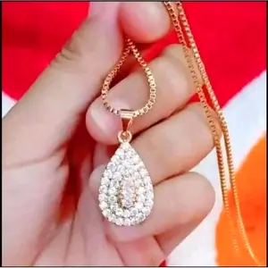 Kalung titanium model Italy gold liontin permata full