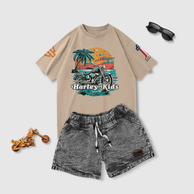Setelan Anak Kaos Celana Jeans Usia 1-8 Tahun Laki-Laki Dan Perempuan Bahan Cotton Combet 30s 7