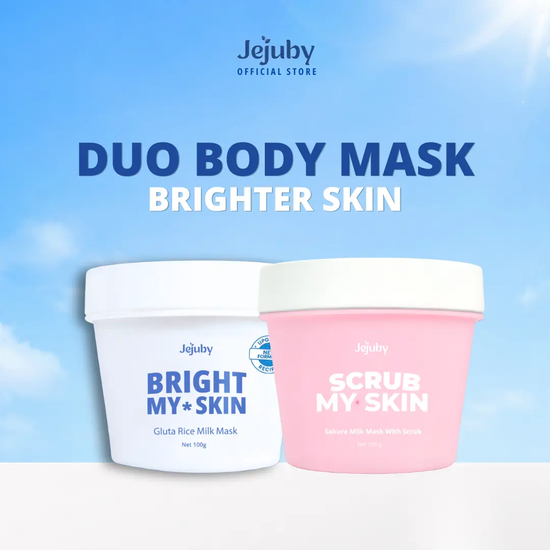 [TWIN BODY MASK] Gluta Rice Milk Mask + Sakura Milk Mask with Scrub | Masker & Scrub Badan Pemutih