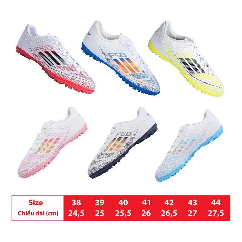 Giày Bóng Đá IWAKER F50 Chống Trơn Trượt Sân Cỏ Nhân Tạo Đế Nhựa Dẽo Khâu Full Đế Size 38-44 Đá Banh 3 Sọc Tặng Tất