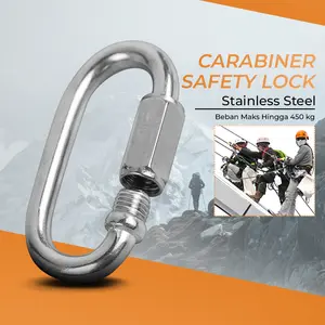 Carabiner Safety Lock 450kg Karabiner Tebal Strong Stainless Steel Pengunci Hiking XD-8620