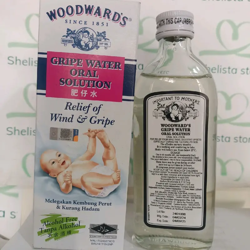 Gripe Water WOODWARDS 148 ml / Gripe Water Oral solution/ Cairan untuk kembung bayi dan anak Pelancar 0