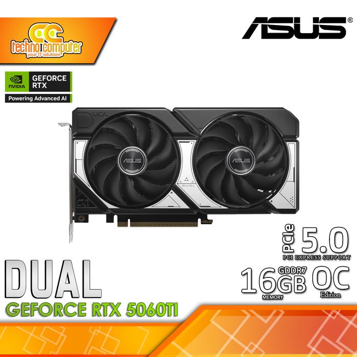 Gambar VGA ASUS DUAL GeForce RTX 5060 TI OC Edition 16GB GDDR7 dari Techno Computer Bali Kota Denpasar Tokopedia