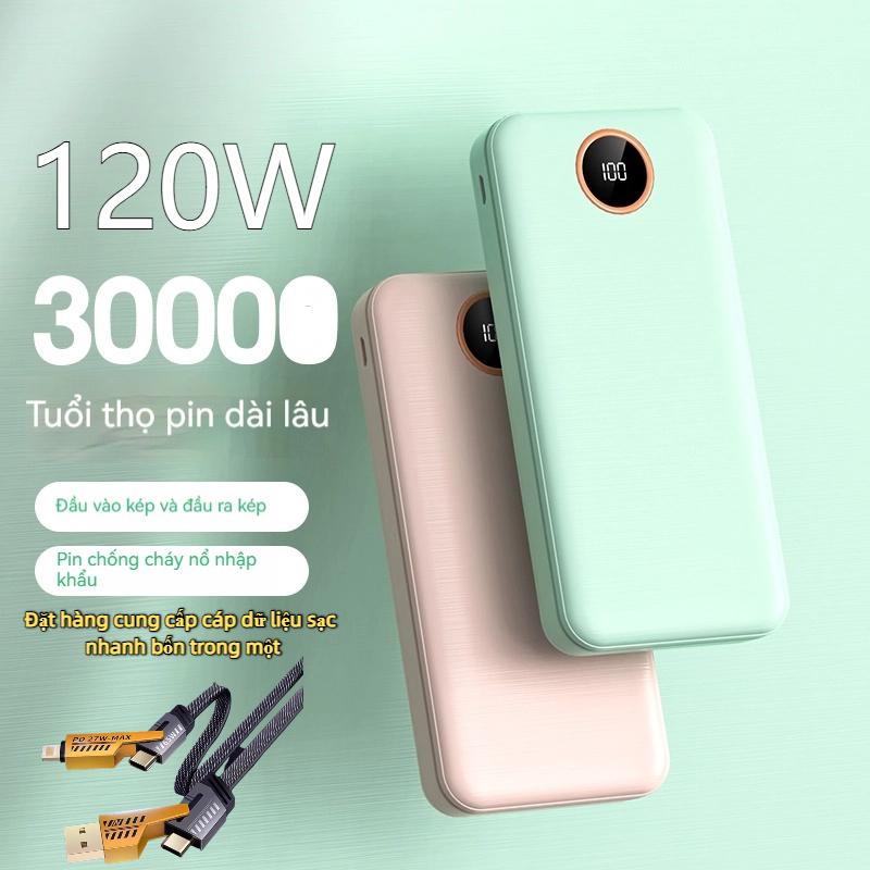  Sạc dự phòng 30000mAh VN06 120W sạc nhanh PD20W tích hợp cống sạc tiện lợi có đèn led - Đen Titan pin dự 