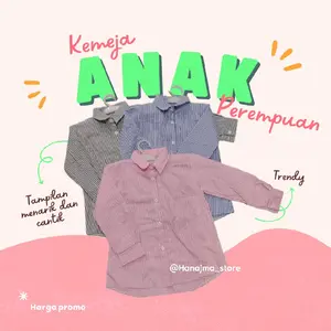 kemeja salur anak perempuan terbaru/kemeja anak 3-12 tahun