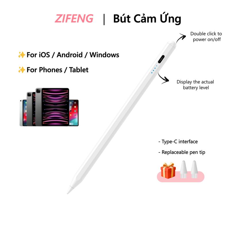 ZIFENG Bút cảm ứng cho iPad thế hệ thứ 5 và tất cả các mẫu iPad và điện thoại Android hoặc máy tính bảng, bút stylus đa chức năng, cảm ứng liên tục, hỗ trợ chơi trò chơi và viết và vẽ (từ chối lòng bàn tay không được hỗ trợ)