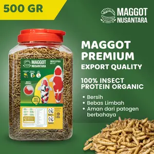 Maggot Nusantara, Pakan Suplemen Ikan Koi 500gr, Premium Extra Bulk Bebas Limbah Kualitas Ekspor