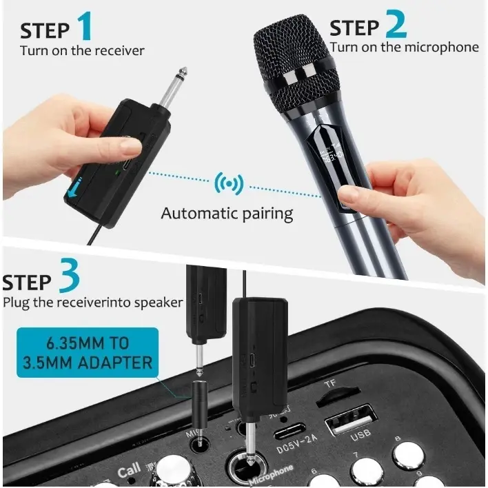 MOREFAND Advance MIC-108V Profesional 2 Mikrofon Tanpa Kabel untuk Karaoke dan Speaker Bluetooth - Telepon Microphone Wireless mic  karaoke 4