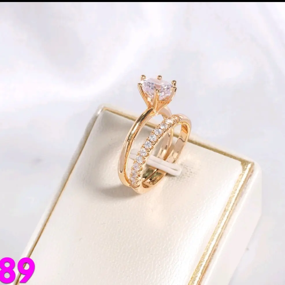 Cincin set isi 2 Mata sircon anti karat Gold  Rings elegan