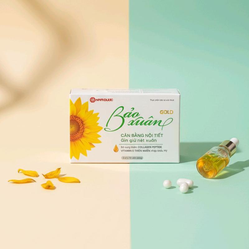  Bảo Xuân Gold Viên uống hỗ trợ cân bằng nội tiết tố cho nữ 3 vỉ x 10 viên hộp bổ sung Vitamin E & Collagen từ cá biển sâu 