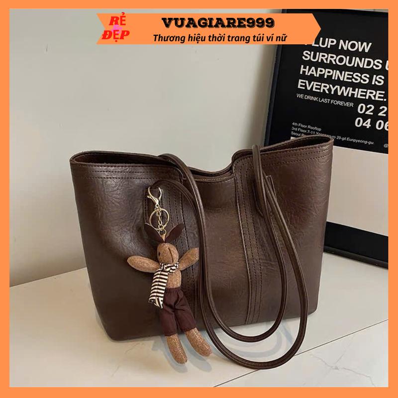 Tặng kèm móc thỏ Túi xách nữ dáng tote công sở size lớn da mềm basic đeo vai thời trang đi chơi đi học đi làm tiện dụng DC47