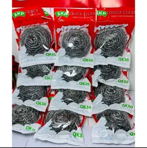 AKP 12 pcs Sabut Kawat Cuci Piring Anti Karat 30g QK30 Quick Clean Stainless Steel Scrubber