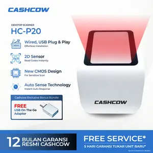 CASHCOW HC-P20 – Desktop Box Scanner 2D Omni Auto-Sensing USB CMOS untuk Kasir POS (Scan Layar)