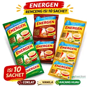 Energen Renceng 10 Sachet Coklat Vanila Kacang Hijau Minuman Sereal Susu Instan Stok Warung milo