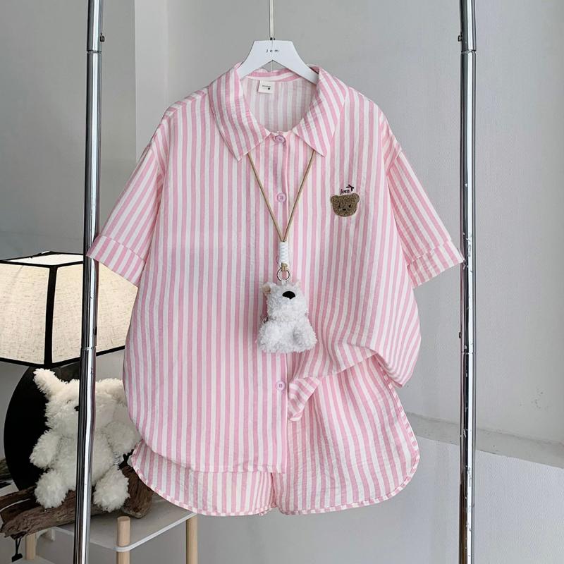 [Premium] Set bộ đồ ngủ, đồ mặc nhà chất vải sọc đũi xốp Hàn 100% cotton đũi mịn và cực kì mát, vibe Hàn Quốc - NALY - 8201 - Jemcloset