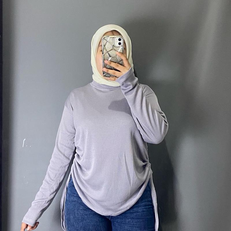 ATASA STEL KOREA SERUT SAMPING BODY TOP RIB PREMIUN BLOUSE KOREA POLOS 2