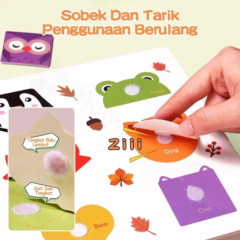 Buku Edukasi Anak Sticker Velcro Anak Mainan Pendidikan 30 Halaman / Buku Bayi Easy Learning / Buku Edukasi Aktivitas Anak Busy Book 4