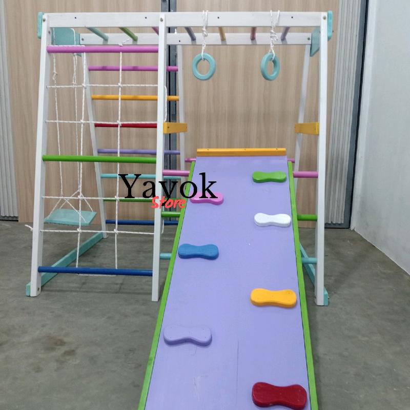 Brakiasi Tipe 1.4 Meter papan duduk // warna pelangi / natural - full colour / Playground anak kayu/ Montessori school Mainan 8