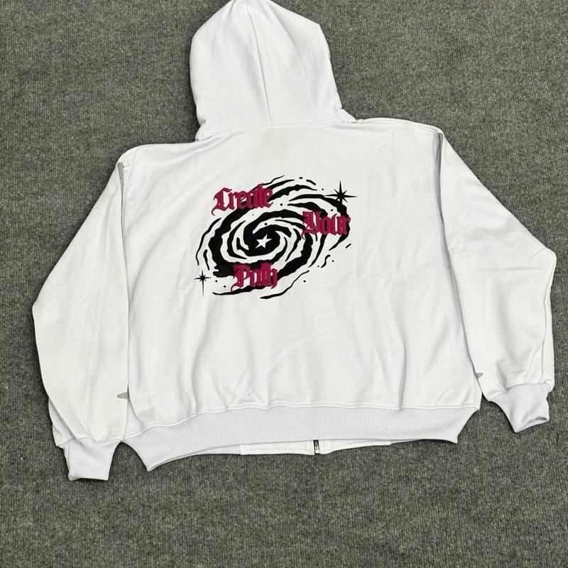 Product Introduction of HOODIE BOXY Menyala ZipperJAKET ZIPPER BOXY SABLON FOAMING DAN AKSEN MENYALA BLACK PING PRIA WANITA Unisex Hitam Sweater Santai 16