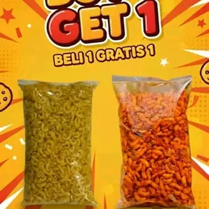 BELI 1 DAPAT 2 makaroni cikruh pedas daun jeruk dan makaroni original asin gurih, makaroni cikruh pedas dan original gurih renyah dan murah bumbu daun jeruk Food