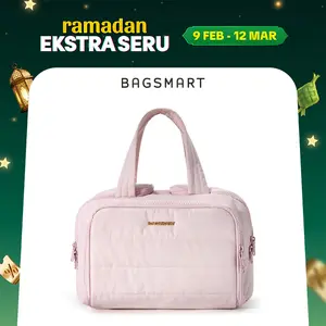 BAGSMART Toiletry Bag, Ringan, Besar, dan Mudah Dibuka, Tas Perjalanan untuk Wanita, Tas Kosmetik Makeup yang Empuk dengan Pegangan untuk Aksesori, Perlengkapan, dan Peralatan Mandi.
